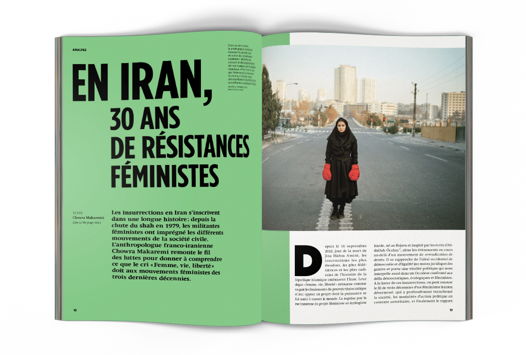 mock-up article La Déferlante 9 - analyse : En Iran, 30 ans de résistances féministes
