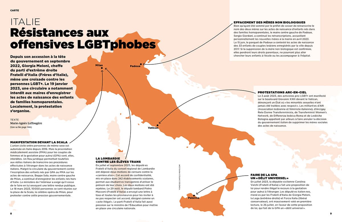 Carte Italie : Résistances aux offensives LGBTphobes