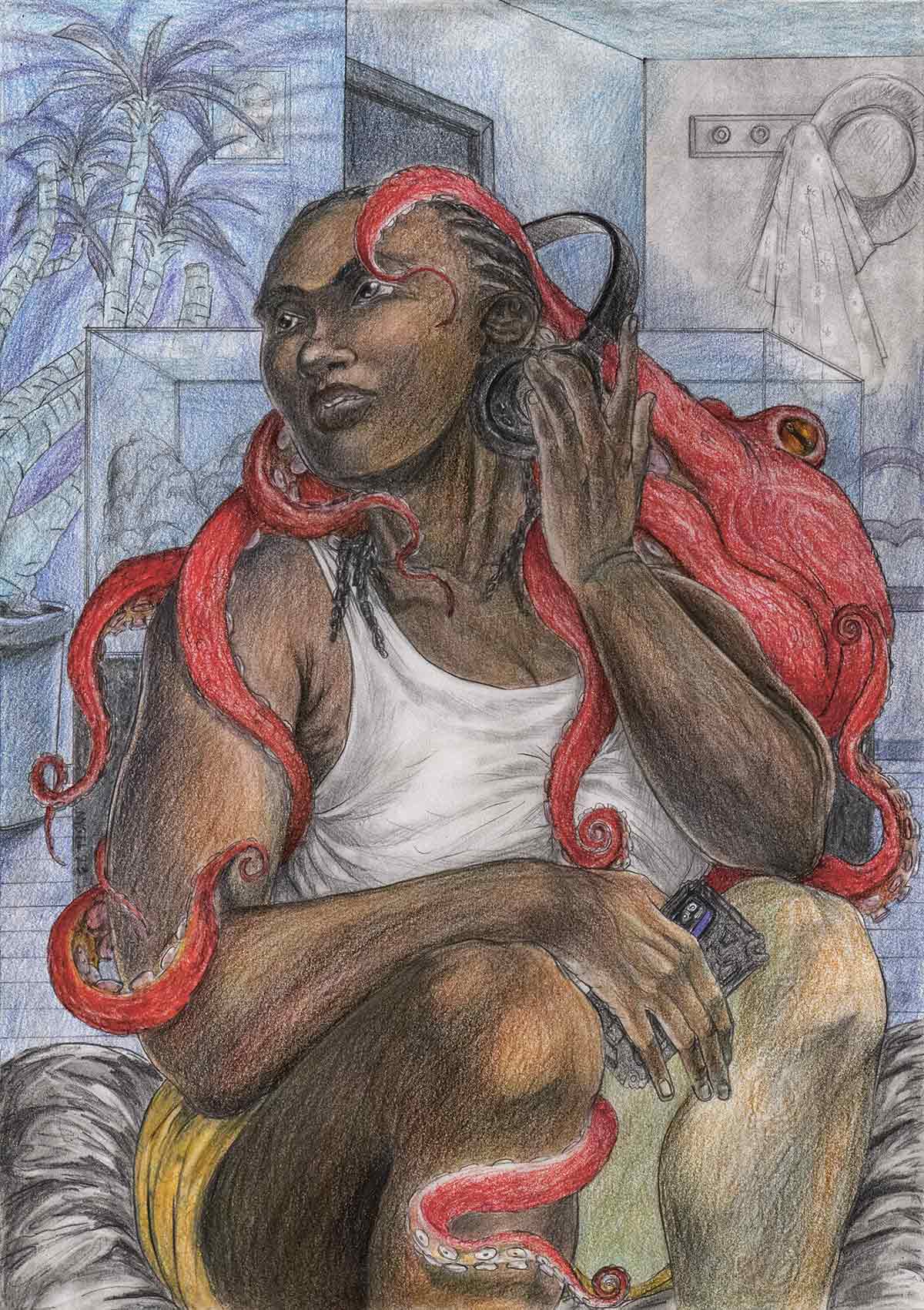 Illustration de Nygel Panasco pour la fiction « Thug & moi » signée Seynabou Sonko - La Déferlante 12