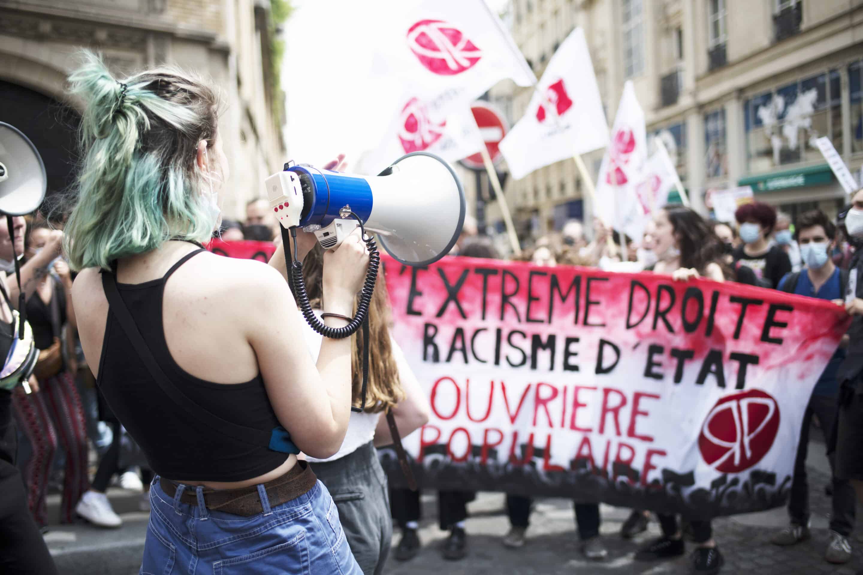 France, paris, 12-06-2021. Manifestation pour les libertés et contre les idées d'extrême droite, en particulier contre le racisme, le sexisme, l'insécurité sociale et pour une égalité des droits. Crédit : Fiora Garenzi / Hans Lucas.